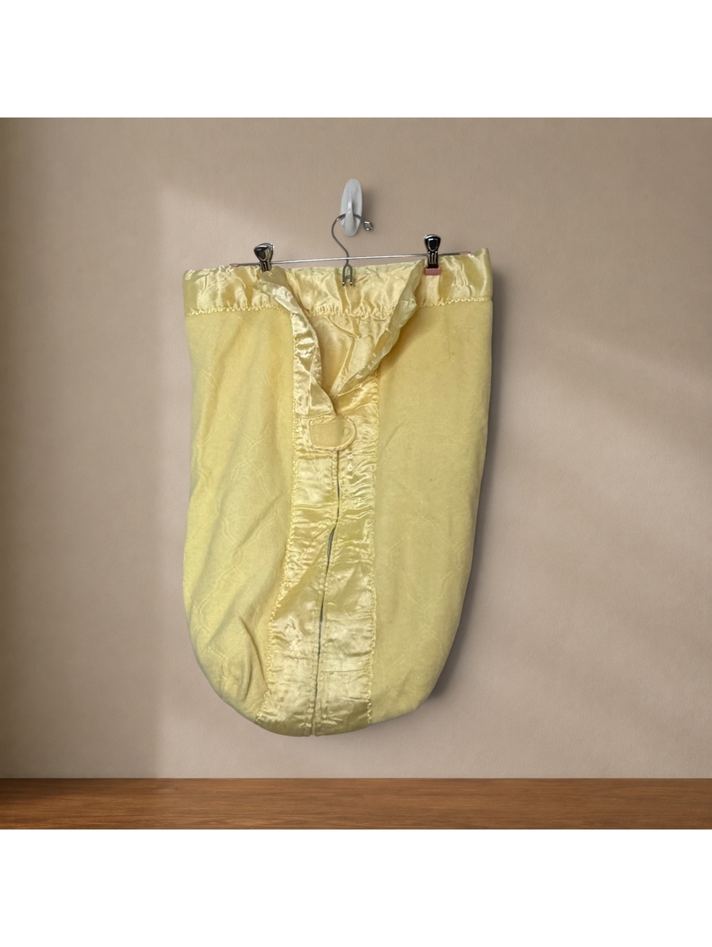 Vintage 70s Yellow satin trim baby bunting Sleeping Bag Infant Cocoon